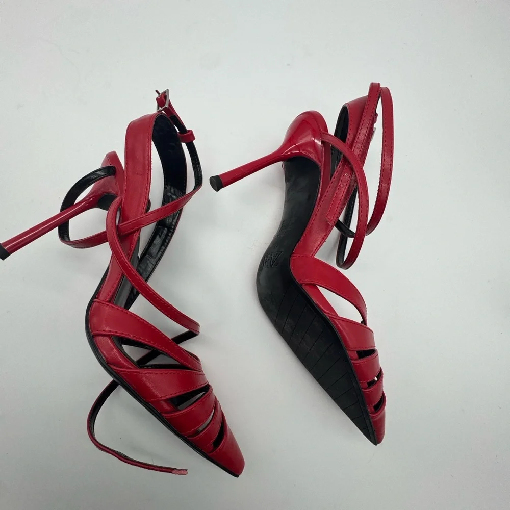 Zara Women's Red Strappy Heels - Picture 4 of 4